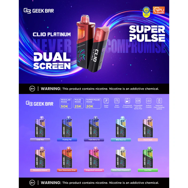 Geek Bar Clio Platinum 50K Disposable Kit (5%,50000 Puffs) - Image 2