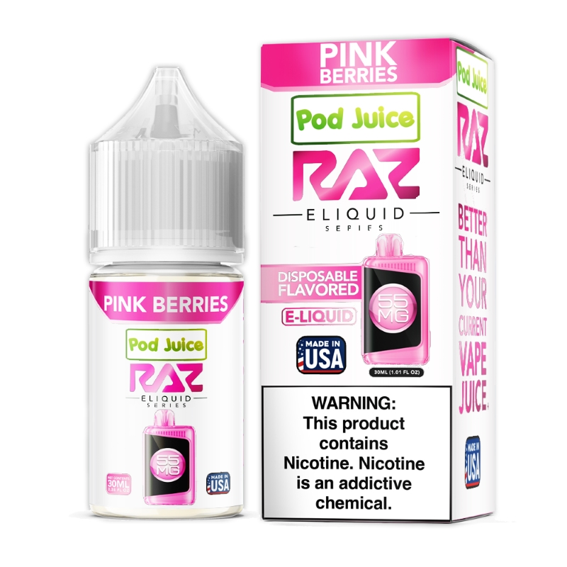Pink Berries Pod Juice RAZ Disposable Collab Nic Salt E-juice 30ml